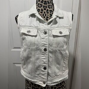 White American Eagle Outfitters Distressed Denim Vest